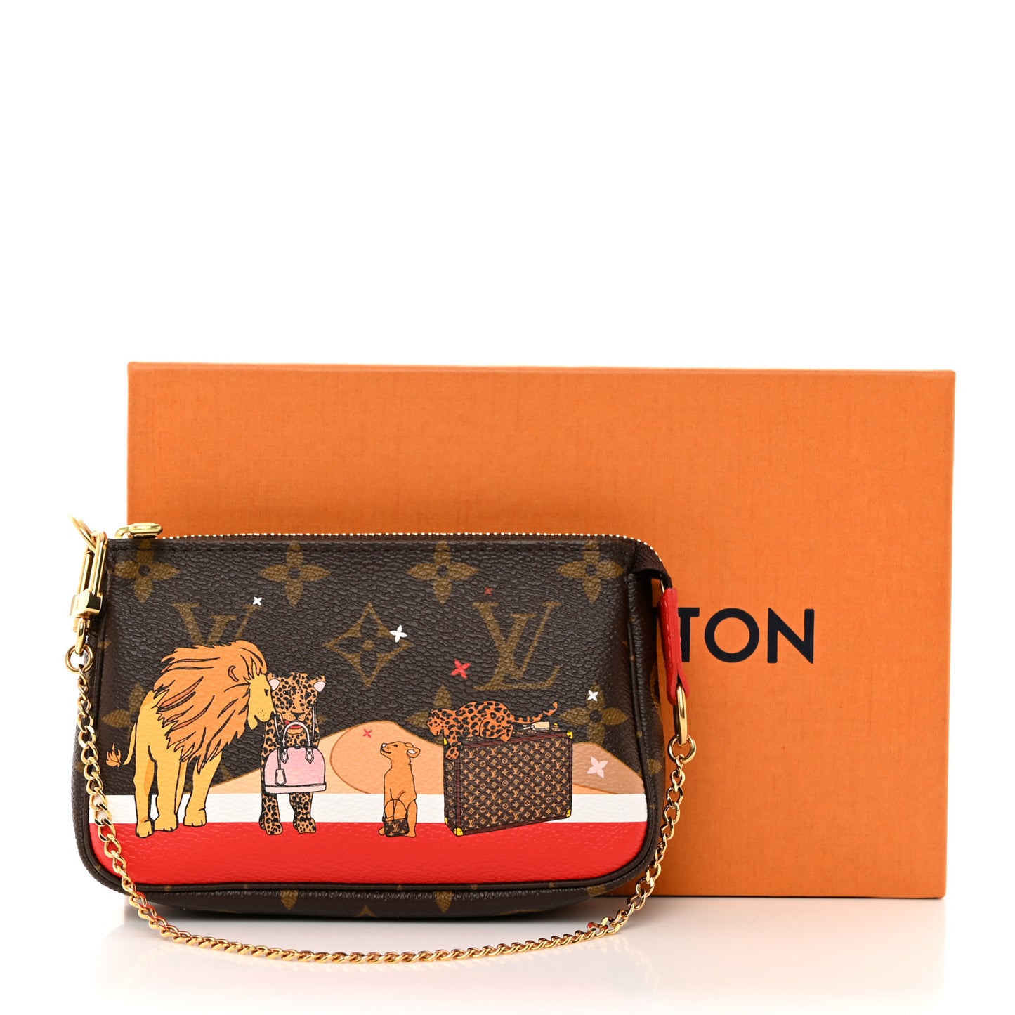 LOUIS VUITTON Monogram 2018 Christmas Animation Mini Cats Pochette Accessories