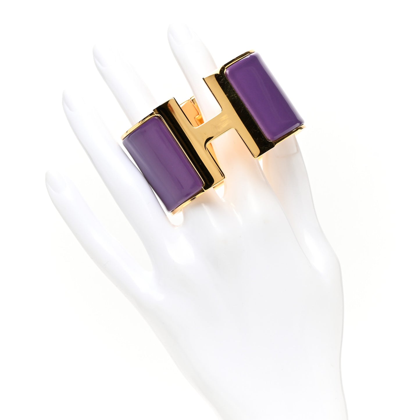 Enamel Extra Wide Clic Clac H Bracelet GM Pourpre