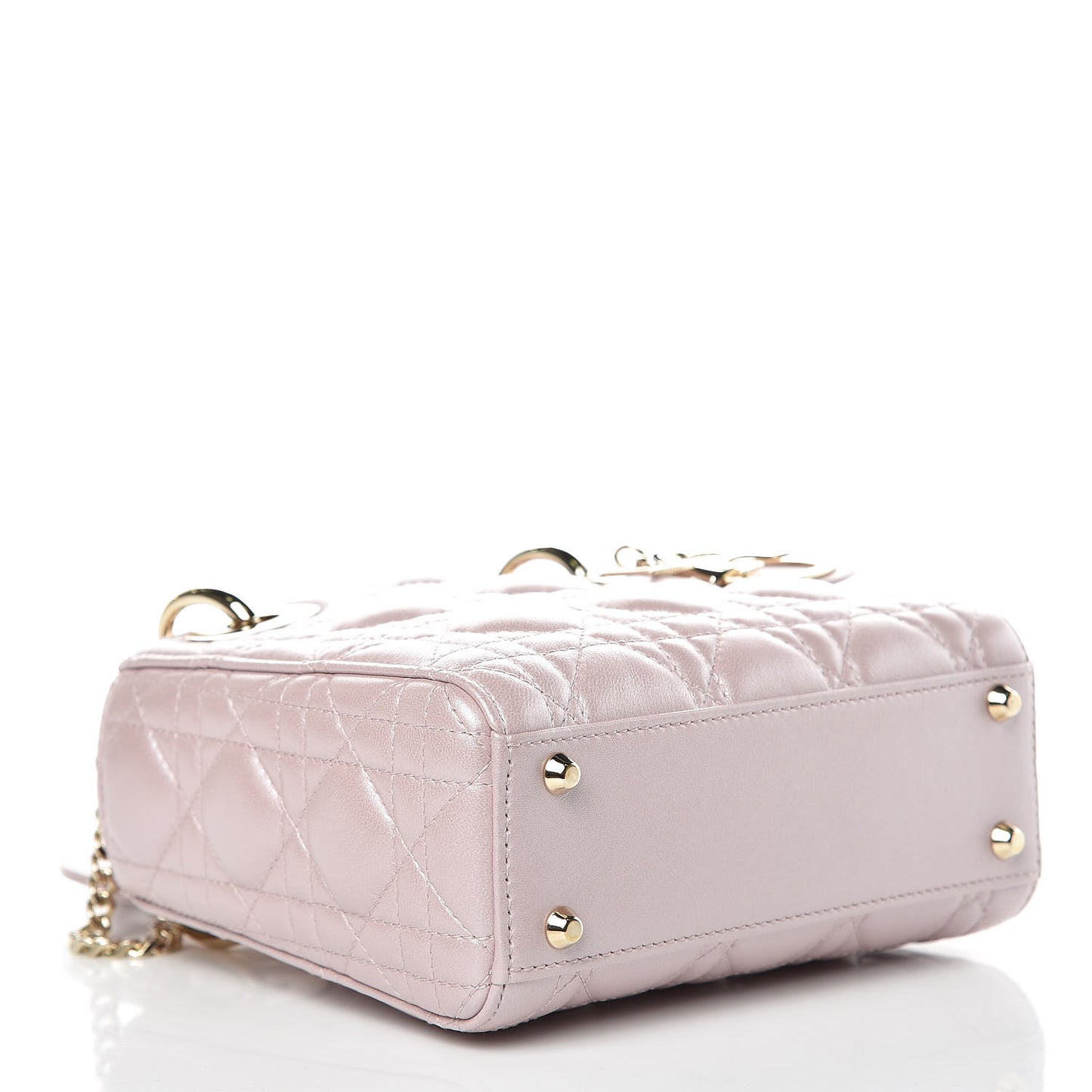 Metallic Lambskin Cannage Mini Lady Dior Lotus