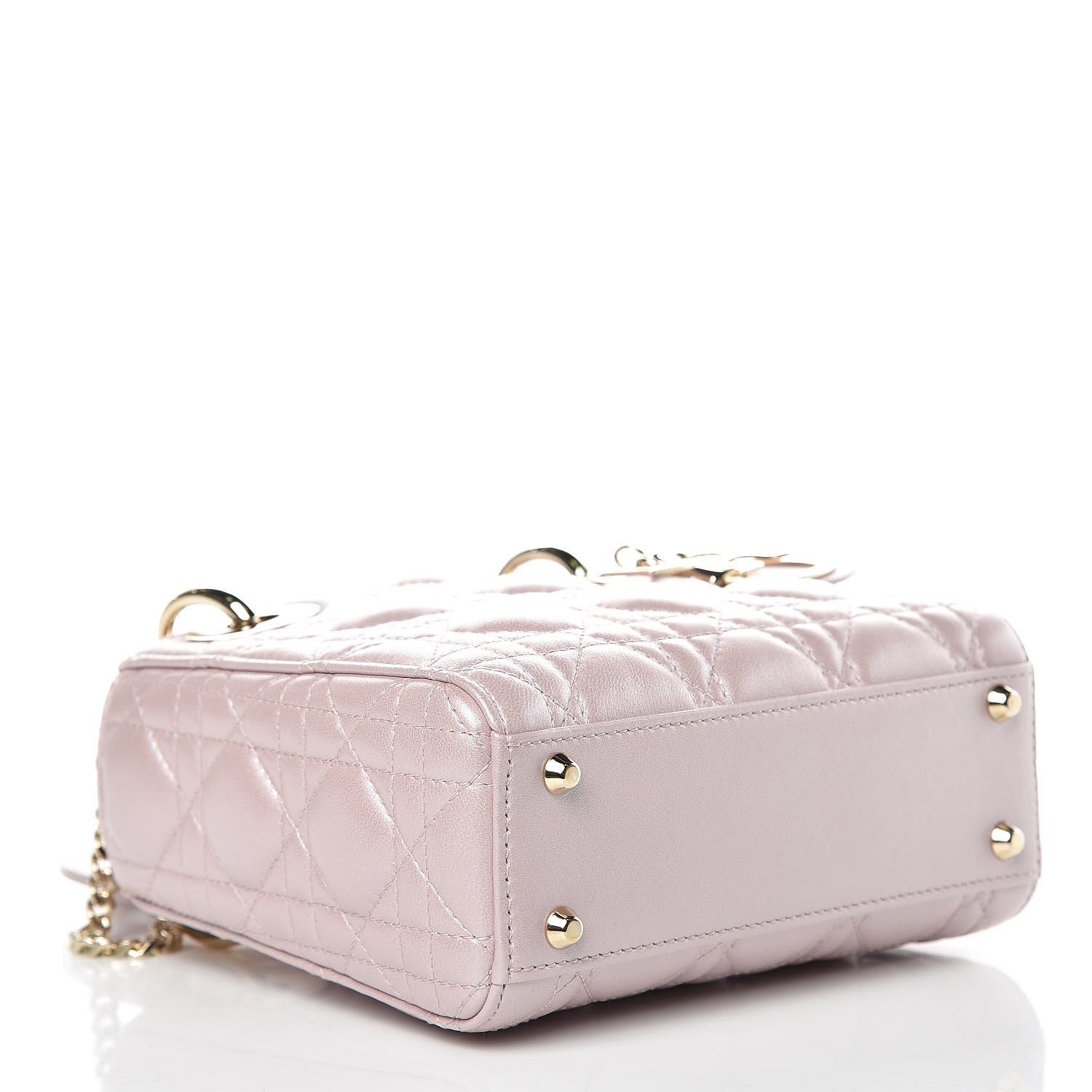 Christian Dior Metallic Lambskin Cannage Mini Lady Dior Lotus 4 of 11