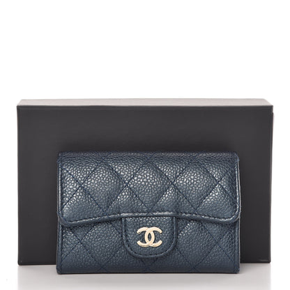Chanel Metallic Caviar Quilted Flap Card Holder Dark Blue 12 of 12
