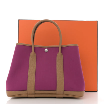 Hermes Toile Militaire Vache Country Garden Party 30 TPM Rose Pourpre Biscuit 11 of 11