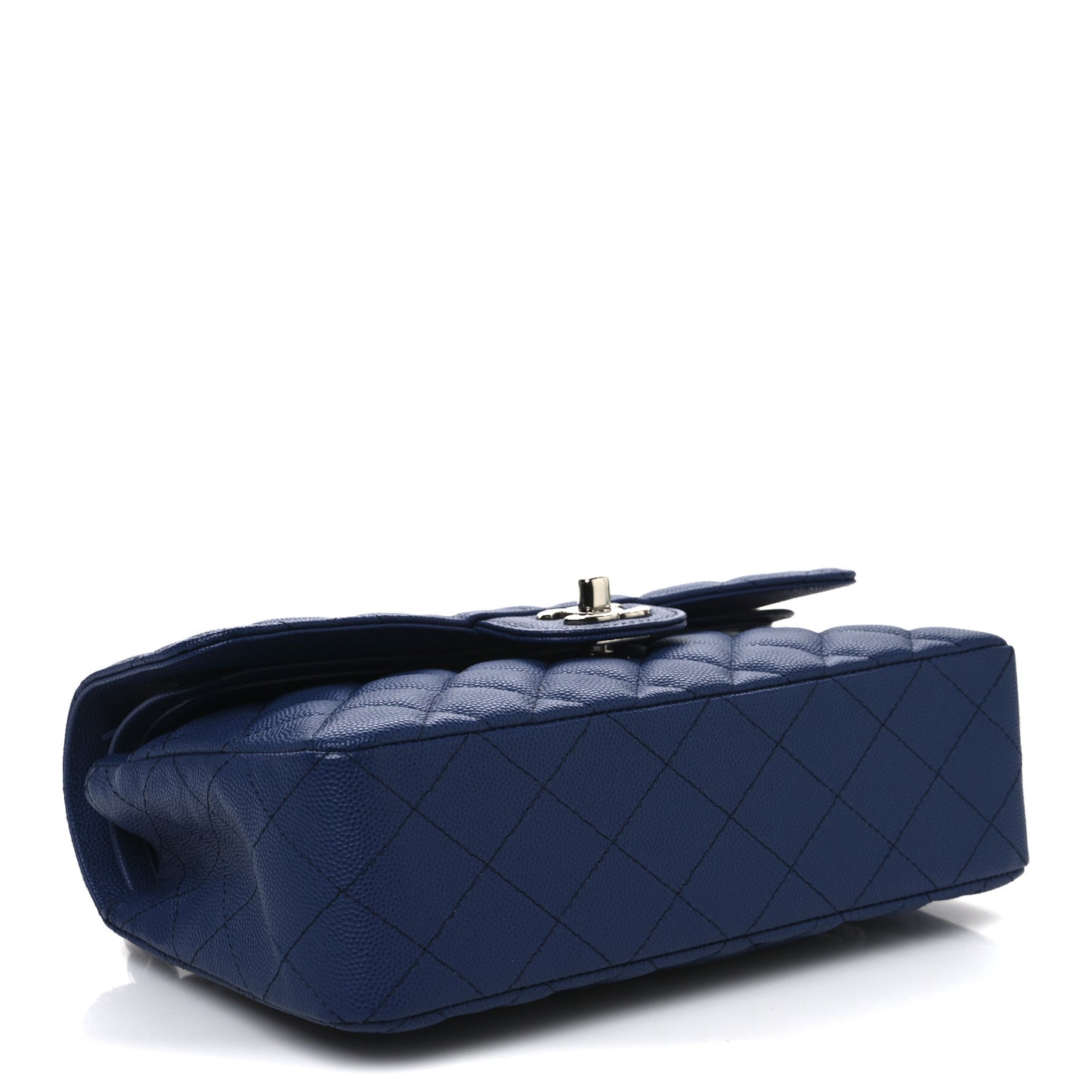 Caviar Quilted Small Double Flap Blue