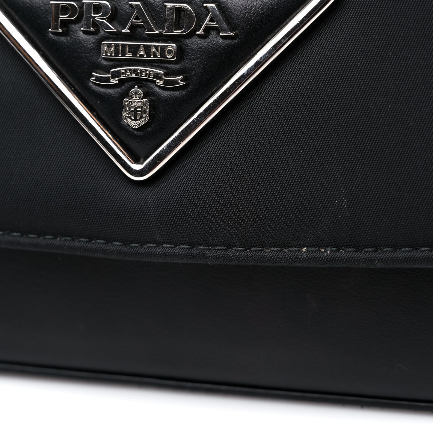 Nylon Calfskin Identity Shoulder Bag Black