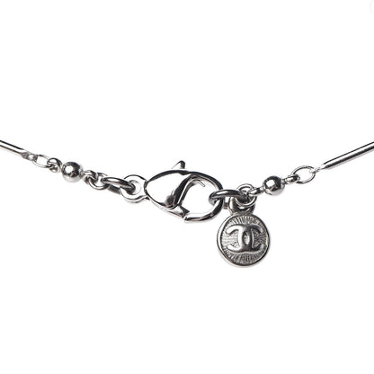 Chanel Crystal Pearl CC Beaded Long Necklace Silver 5 of 7