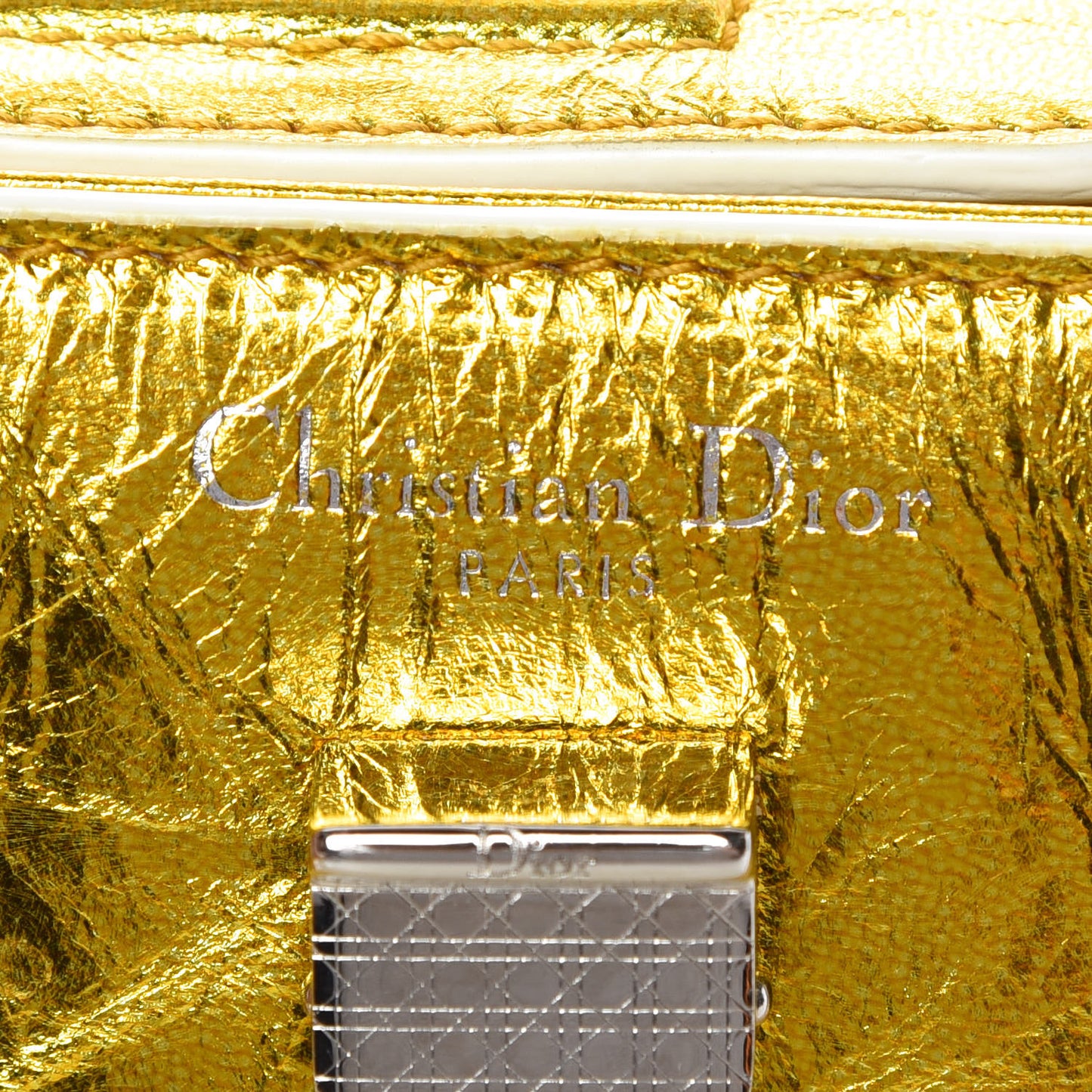 Metallic Calfskin Mini Diorever Flap Gold