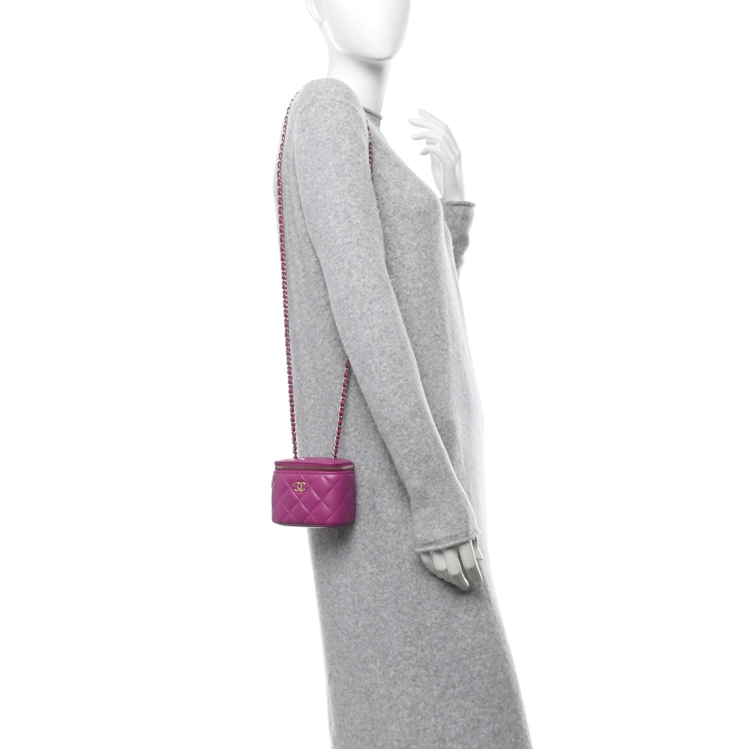 Chanel Lambskin Quilted Pearl Crush Mini Vanity Case With Chain Purple 2 of 10