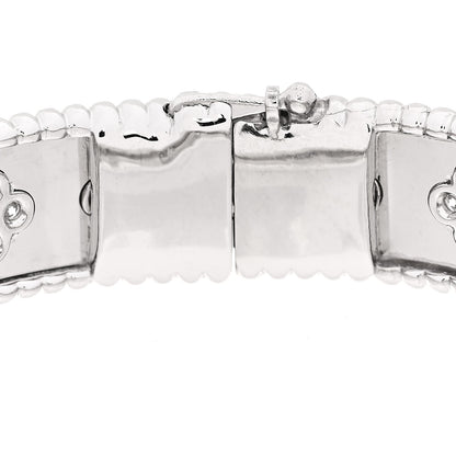 Van Cleef & Arpels 18K White Gold Diamond Perlee Clovers Bangle Bracelet XS 6 of 8