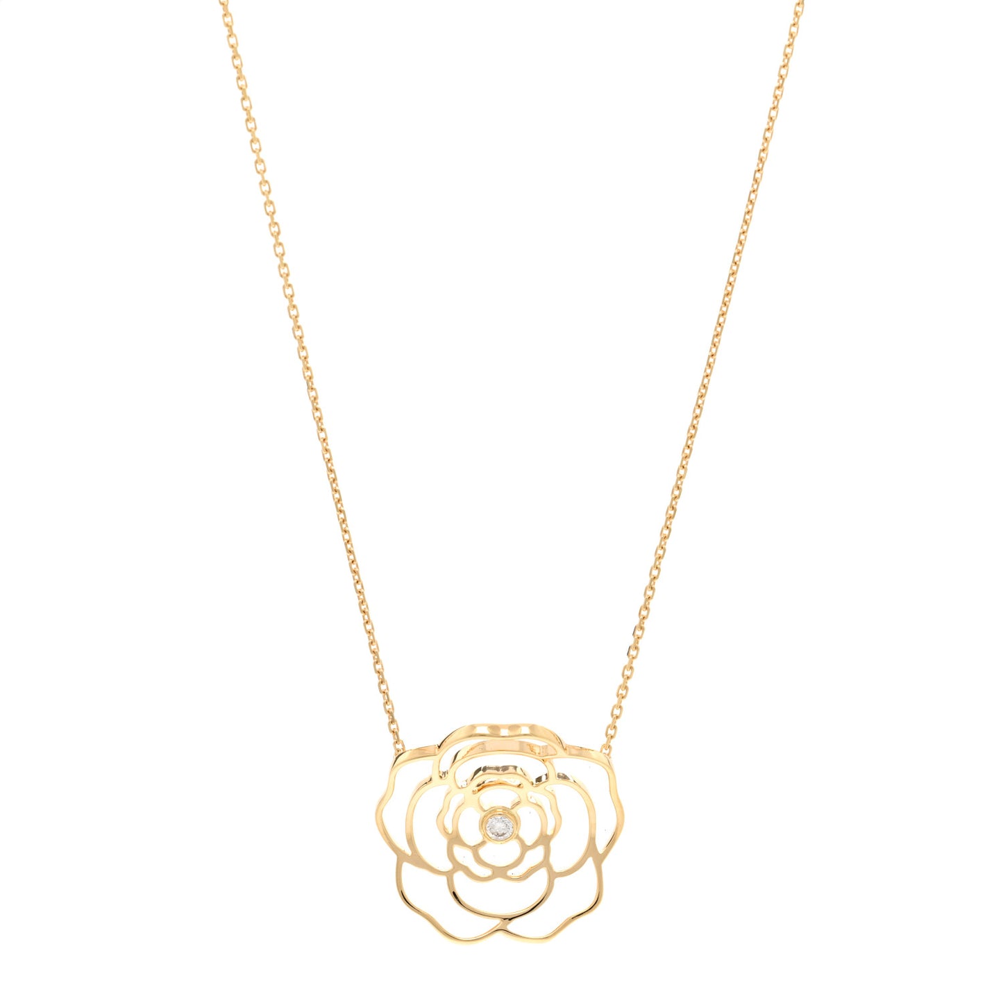18K Yellow Gold Diamond Pétales de Camélia Necklace