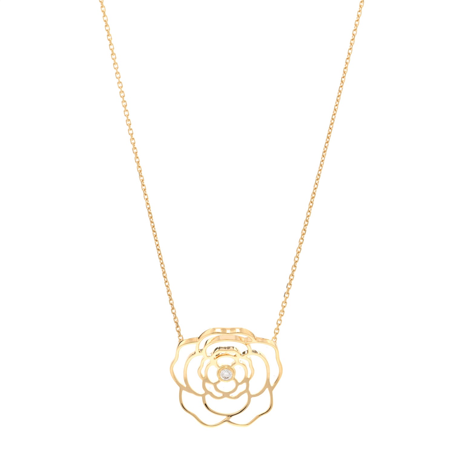 Chanel 18K Yellow Gold Diamond Pétales de Camélia Necklace 1 of 5