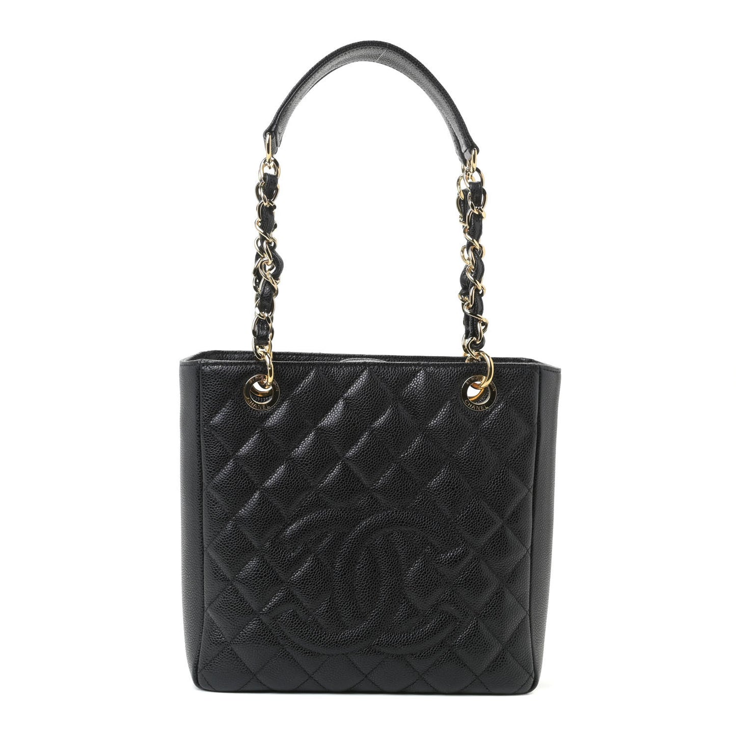Caviar Quilted Petit Shopping Tote PST Black