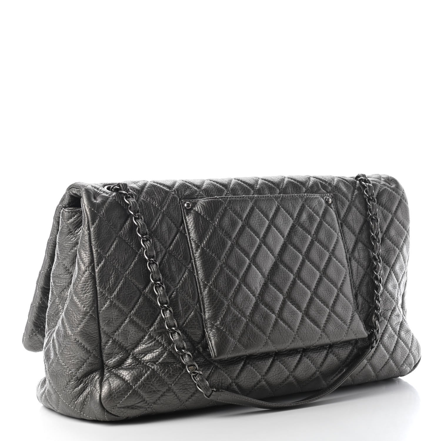 Chanel Metallic Calfskin Quilted XXL Travel Flap Bag Silver 3 of 10