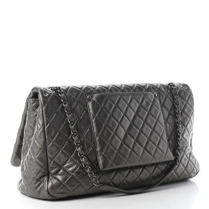 Chanel Metallic Calfskin Quilted XXL Travel Flap Bag Silver 3 of 10