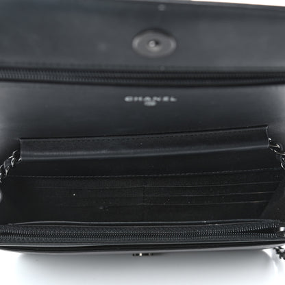 Chanel Calfskin Painted Chevron Embossed Boy Wallet On Chain WOC Black 4 of 4