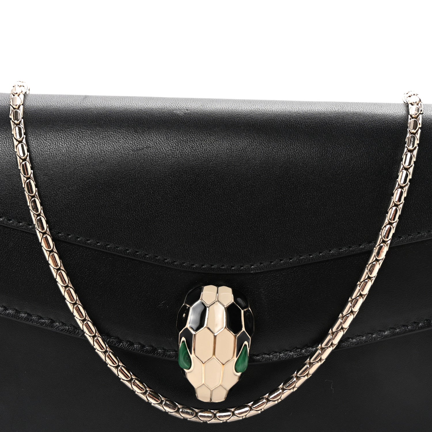 Bulgari Calfskin Serpenti Forever Chain Wallet Black 8 of 10