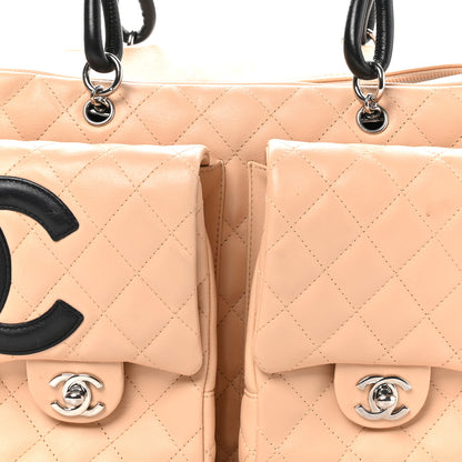Chanel Calfskin Quilted Large Cambon Multipocket Reporter Beige Black 8 of 13