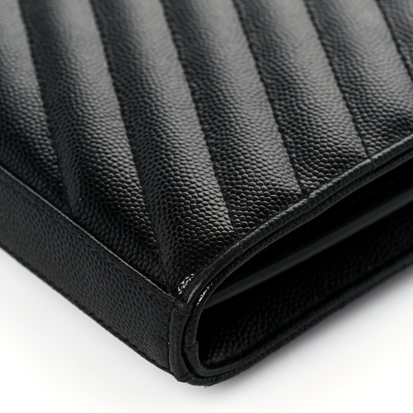 Grain De Poudre Matelasse Chevron Monogram Chain Wallet Black