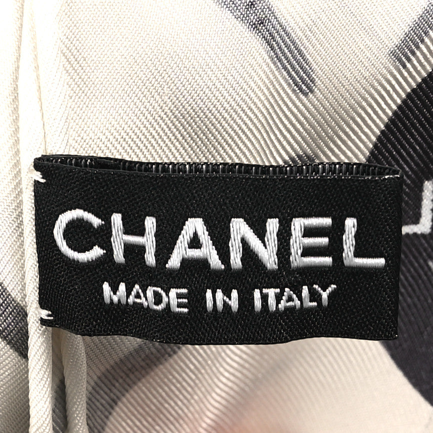 Chanel Silk Camellia CC Square Scarf Ivory 3 of 3