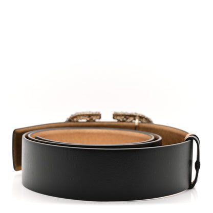 Valentino Garavani Calfskin Crystal VLogo 40mm Reversible Belt 110 44 Black Gold 2 of 5