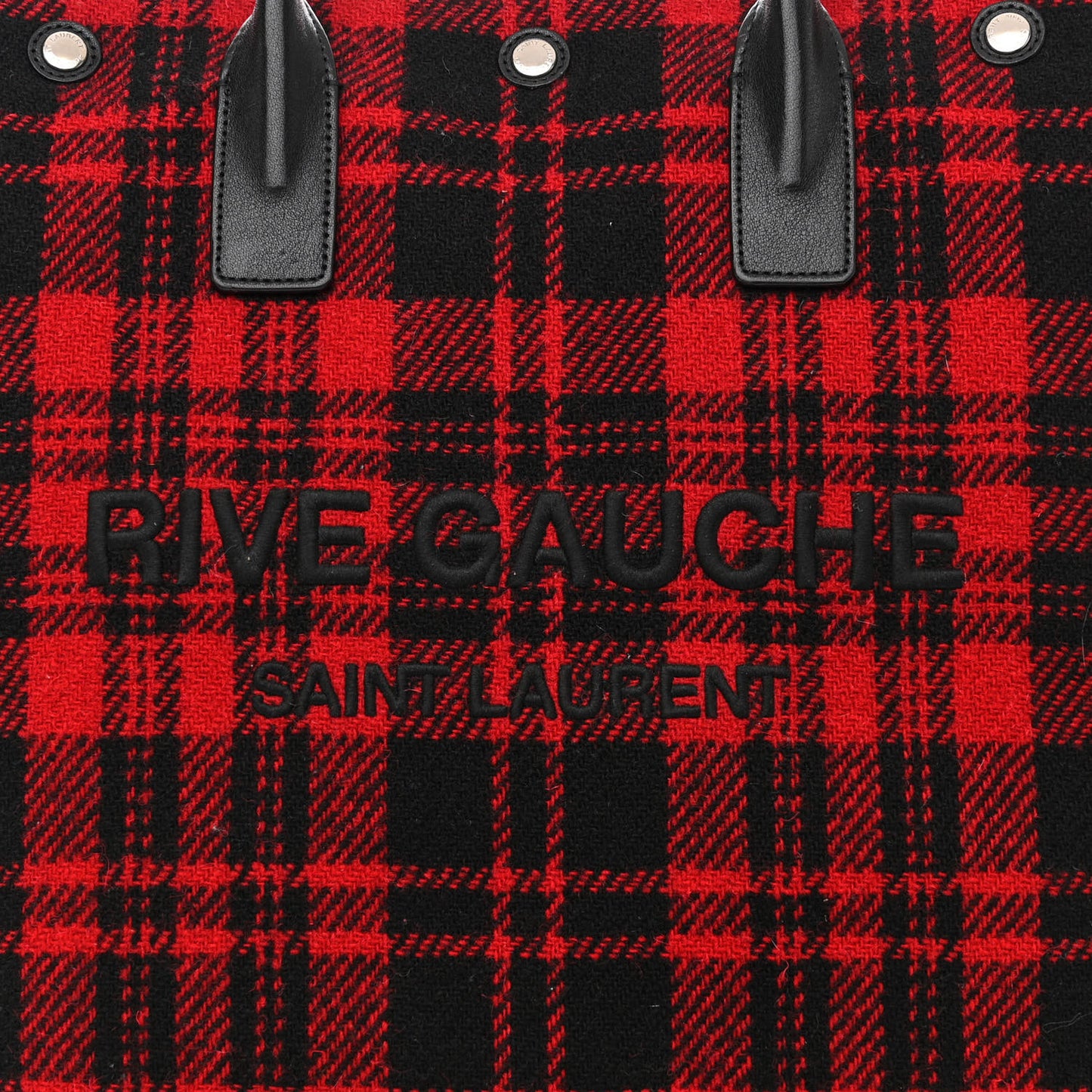 Wool Tartan Rive Gauche Noe Tote Red Black