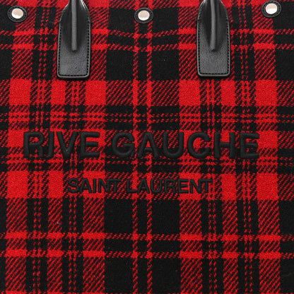 Saint Laurent Wool Tartan Rive Gauche Noe Tote Red Black 8 of 12