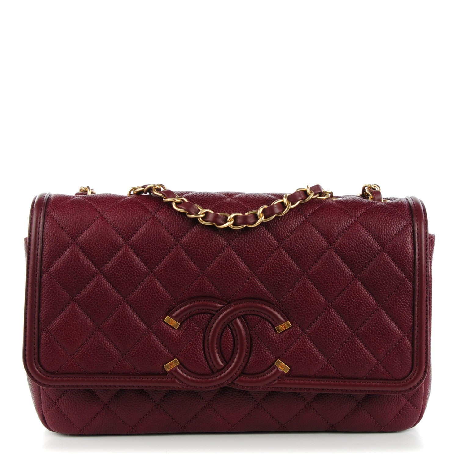 Chanel Caviar Quilted Medium CC Filigree Flap Burgundy 1 of 7