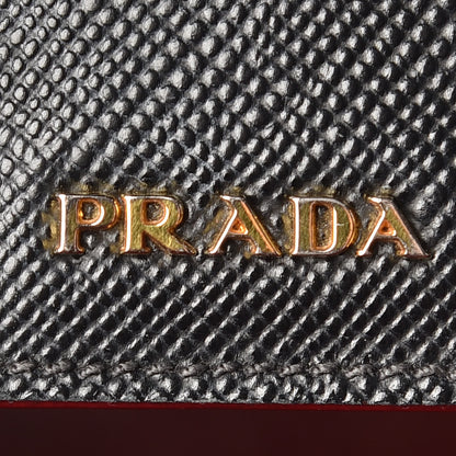 Prada Saffiano Cuir Medium Double Bag Black Fuoco 7 of 21