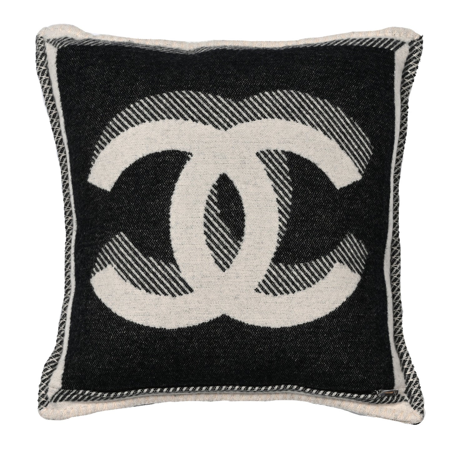 Merino Wool Cashmere CC Pillow Beige Black