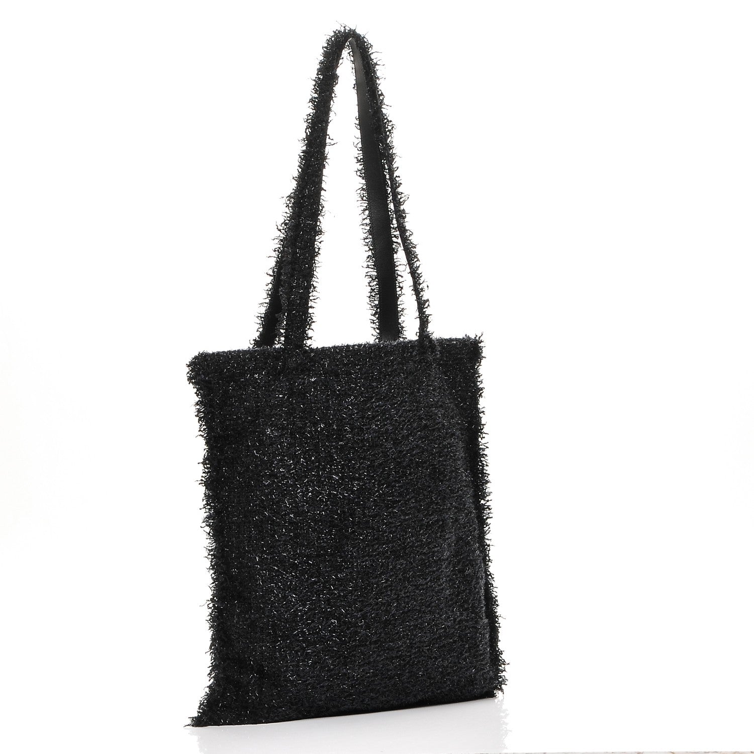 Chanel Tweed Resin Strass Shopping In Fabrics Tote Black 3 of 7