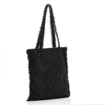 Chanel Tweed Resin Strass Shopping In Fabrics Tote Black 3 of 7