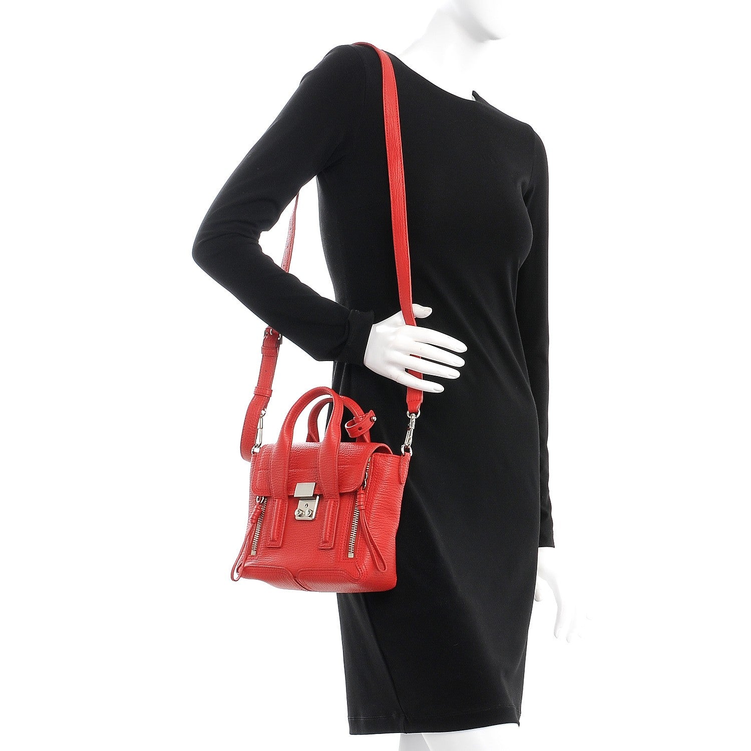 3.1 Phillip Lim 3.1 Textured Calfskin Mini Pashli Satchel Red 2 of 7