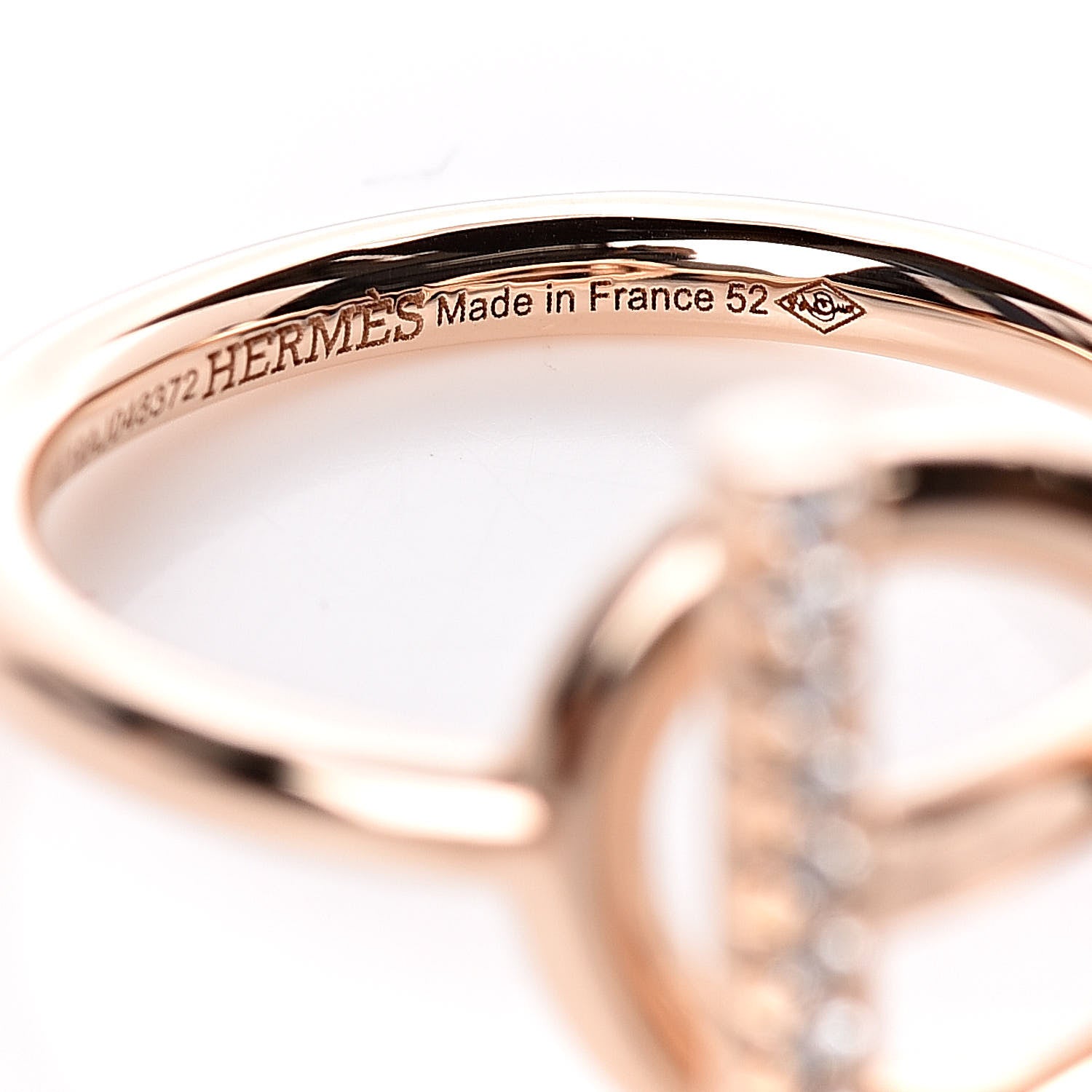 Hermes 18K Rose Gold Diamond PM Echappee Ring 52 6 5 of 7