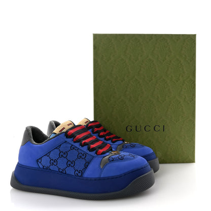 Gucci Monogram Nubuck Miro Soft Calfskin Mens Screener 50mm Sneakers 9.5 Imperial Blue Graphite Grey 10 of 10