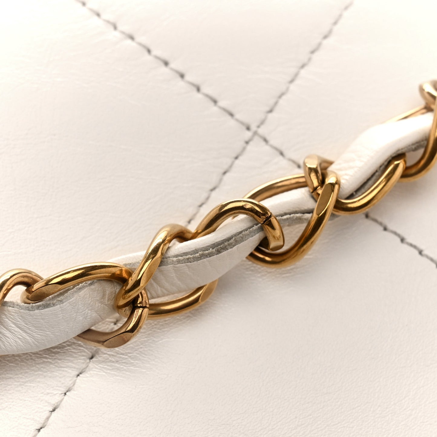 Shiny Calfskin Quilted Small Chanel 22 White