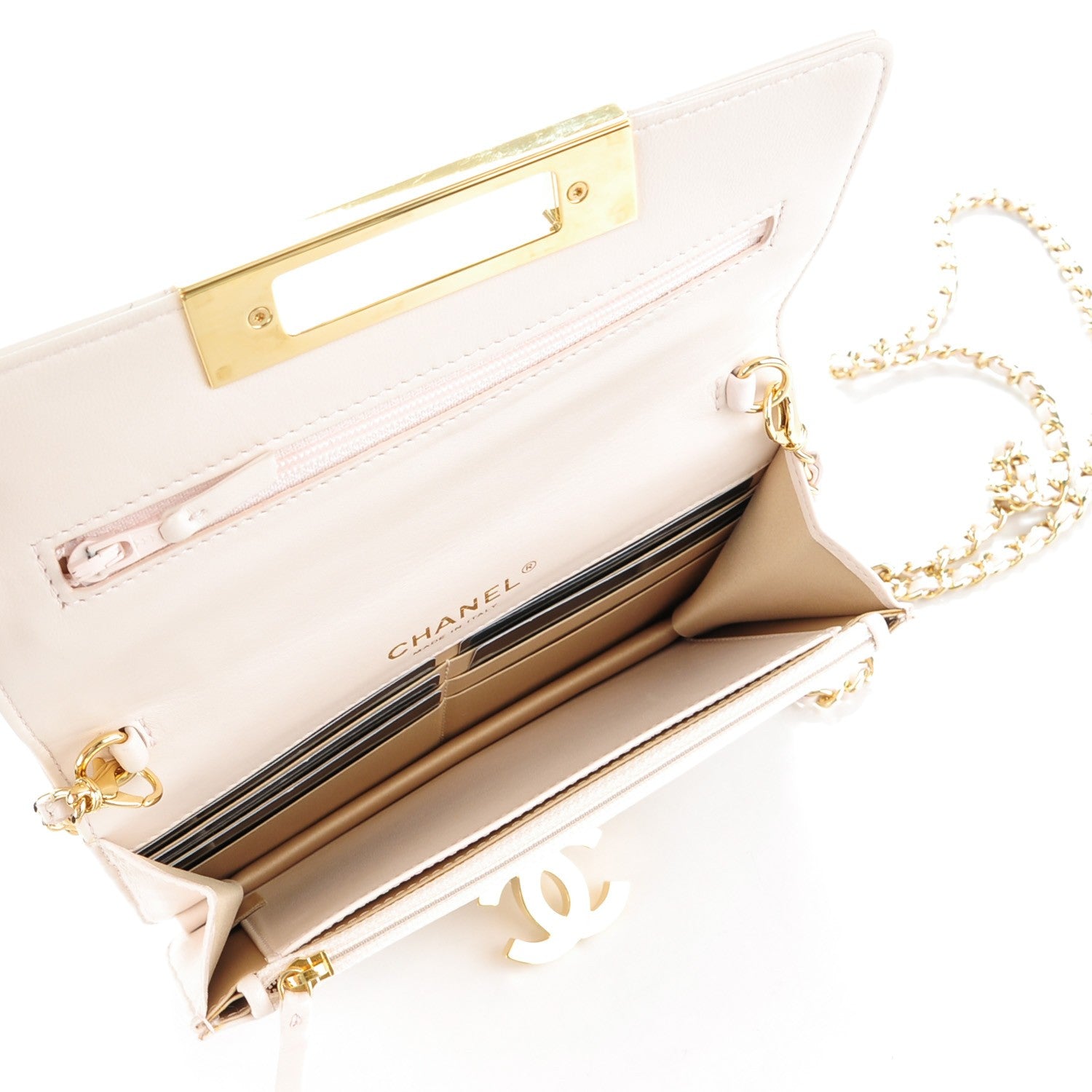 Chanel Lambskin Quilted Golden Class Wallet on Chain WOC Light Pink 5 of 8