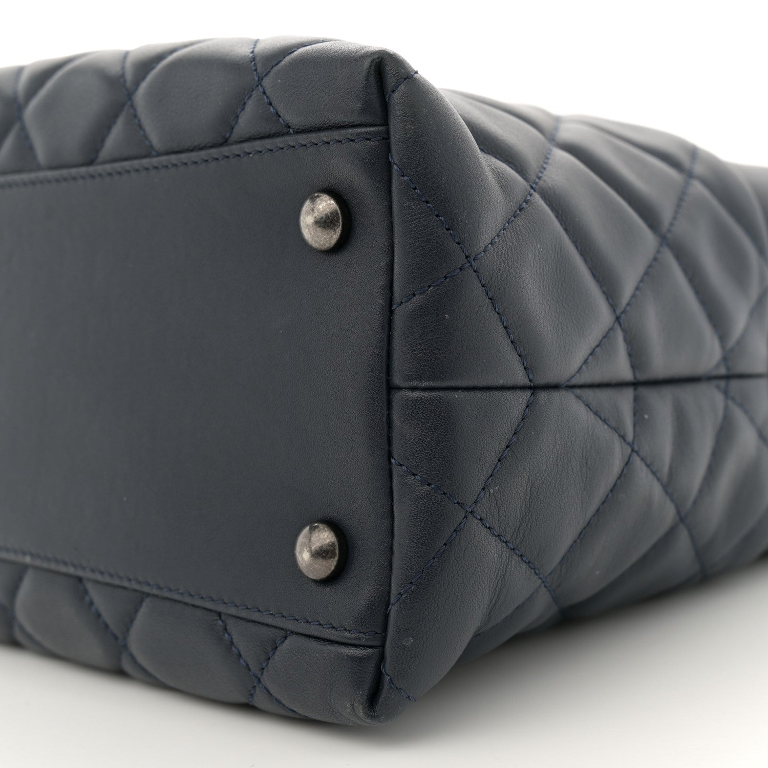 Chanel Calfskin Tweed Quilted Small Tote Navy Multicolor 10 of 13