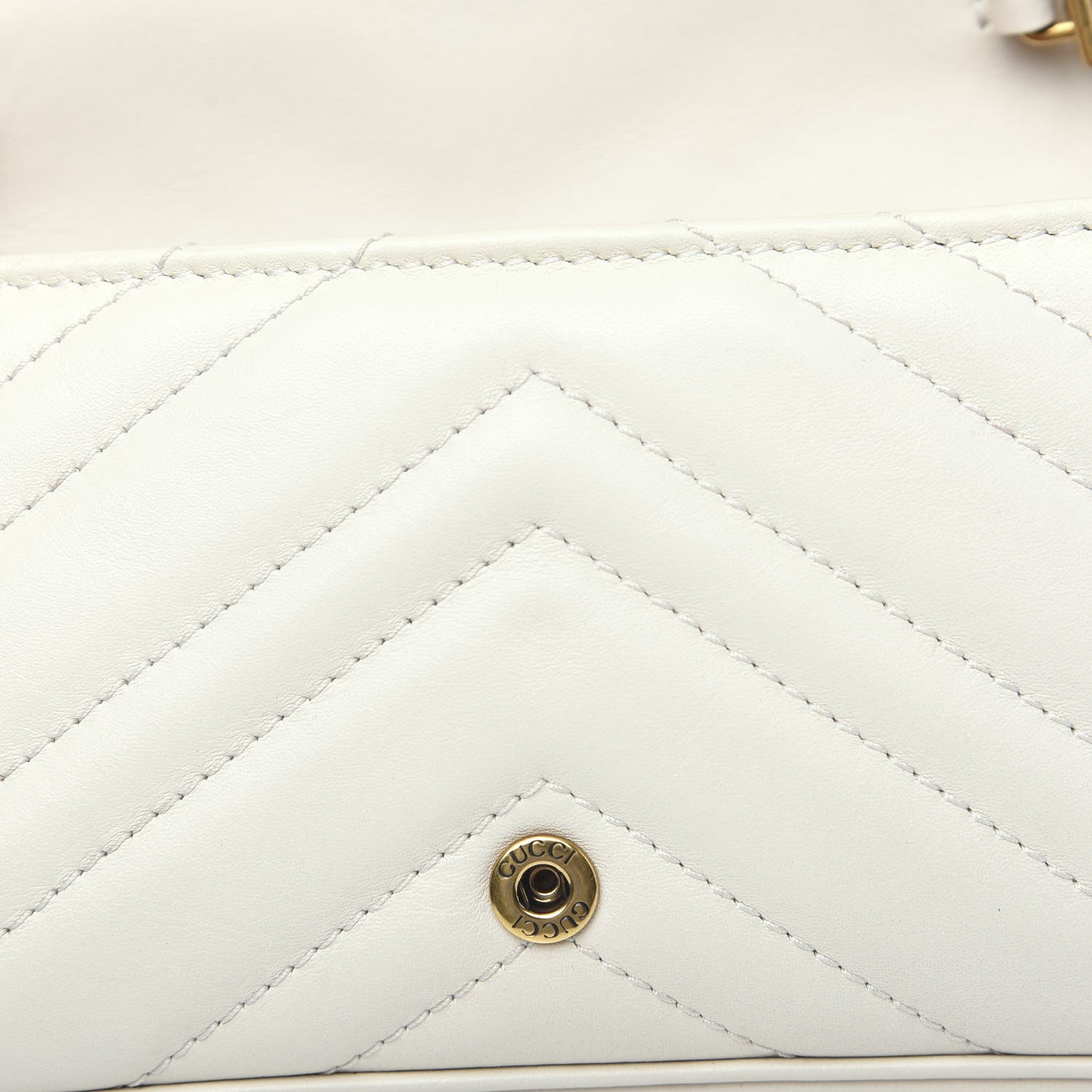 Gucci Calfskin Matelasse Super Mini GG Marmont Shoulder Bag White 9 of 11