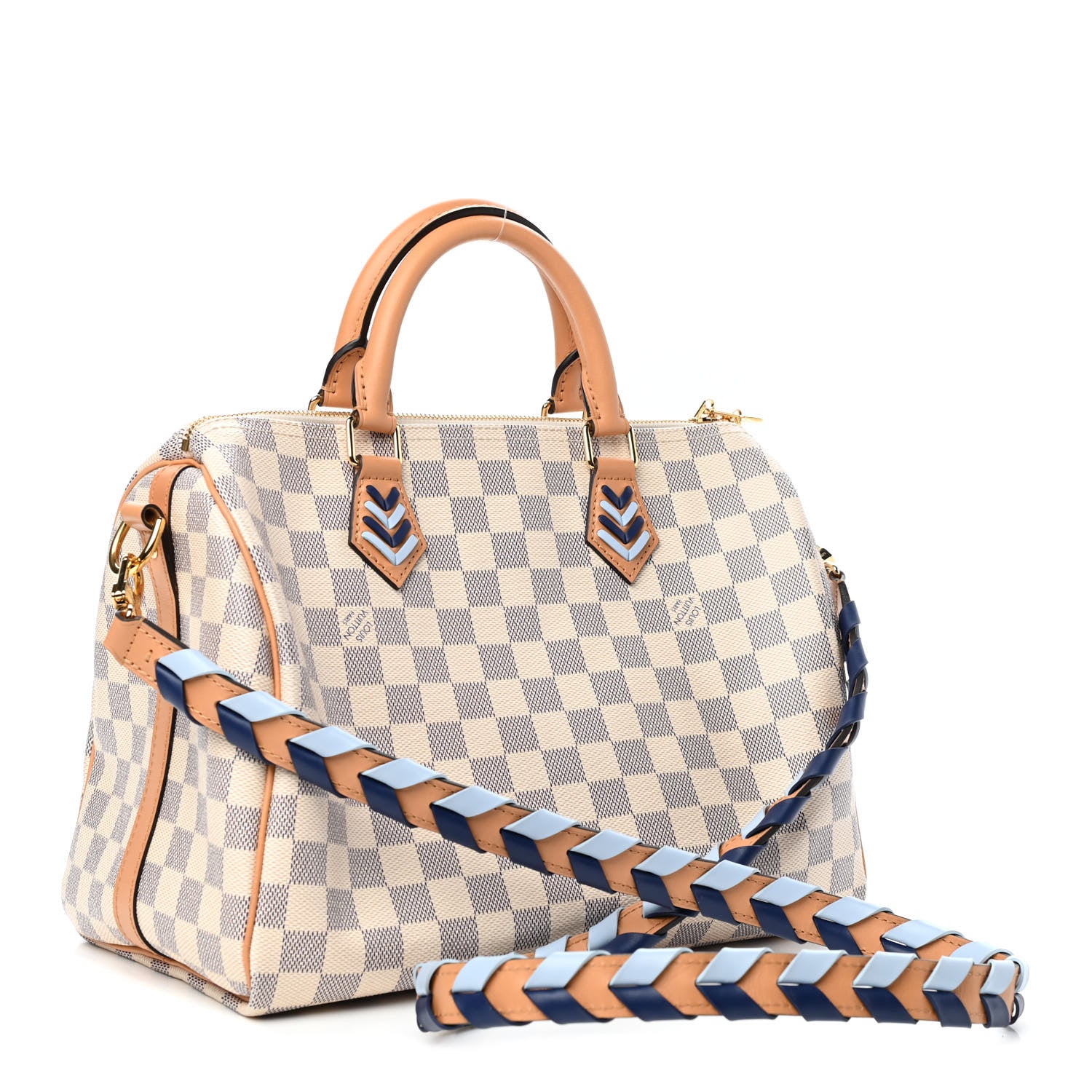 Louis Vuitton Damier Azur Braided Speedy Bandouliere 30 Blue 2 of 4