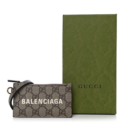 Gucci X BALENCIAGA GG Supreme Monogram Logo Card Case With Strap Beige Ebony 8 of 8