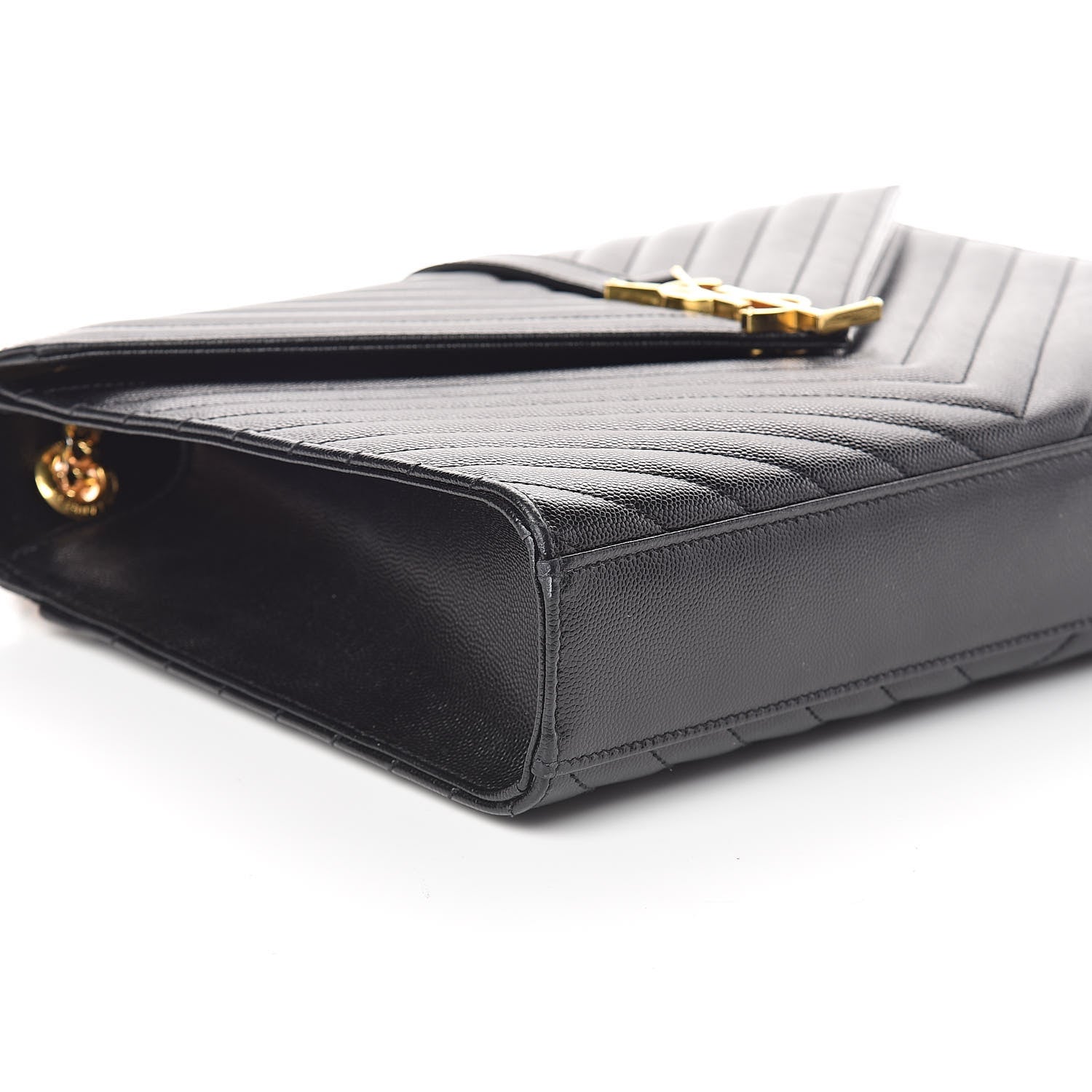 Saint Laurent Grain De Poudre Matelasse Chevron Large Monogram Satchel Black 7 of 8