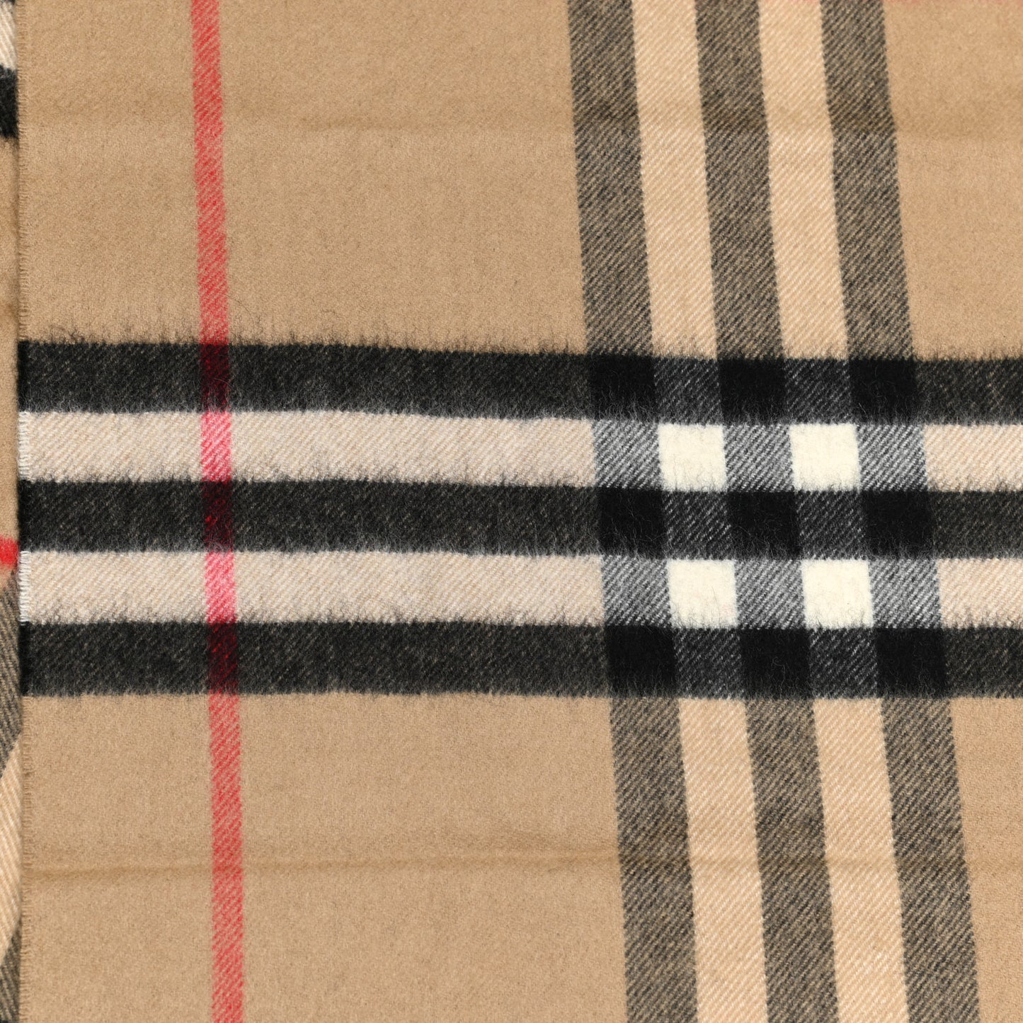 Cashmere Giant Check Fringe Scarf Archive Beige