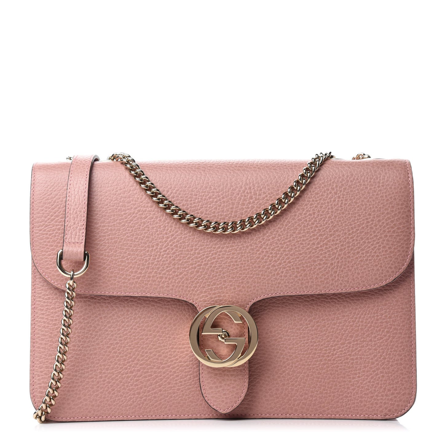 Dollar Calfskin Interlocking G Shoulder Bag Soft Pink