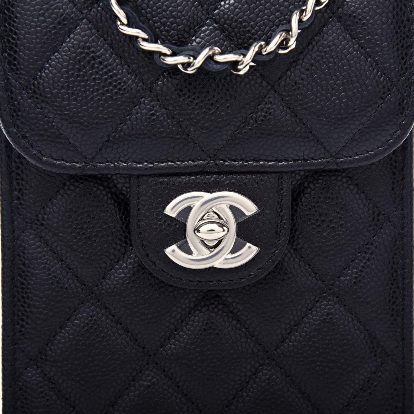 Caviar Quilted Classic Phone Holder Black