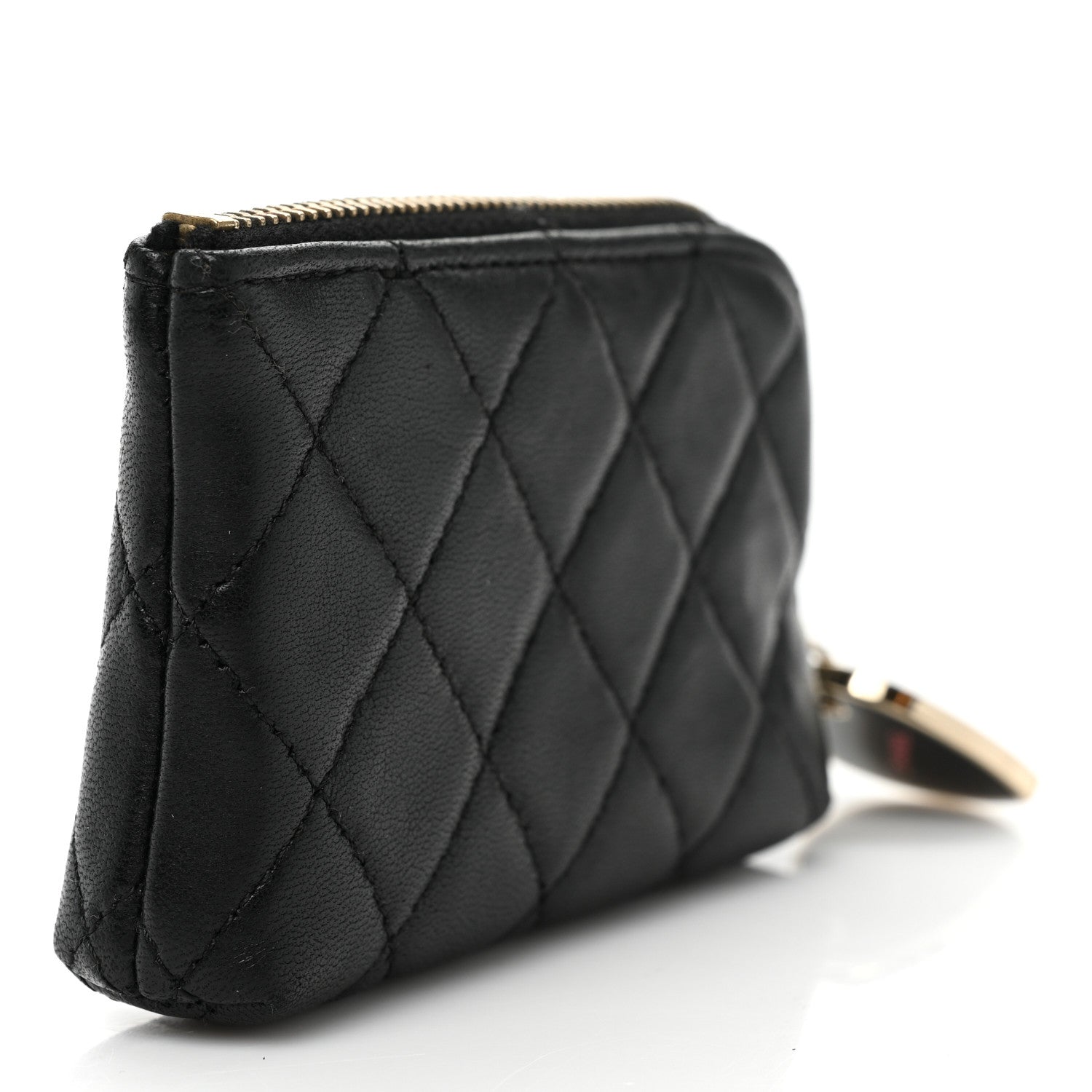 Chanel Lambskin Quilted Valentine Key Holder Case Black 3 of 6