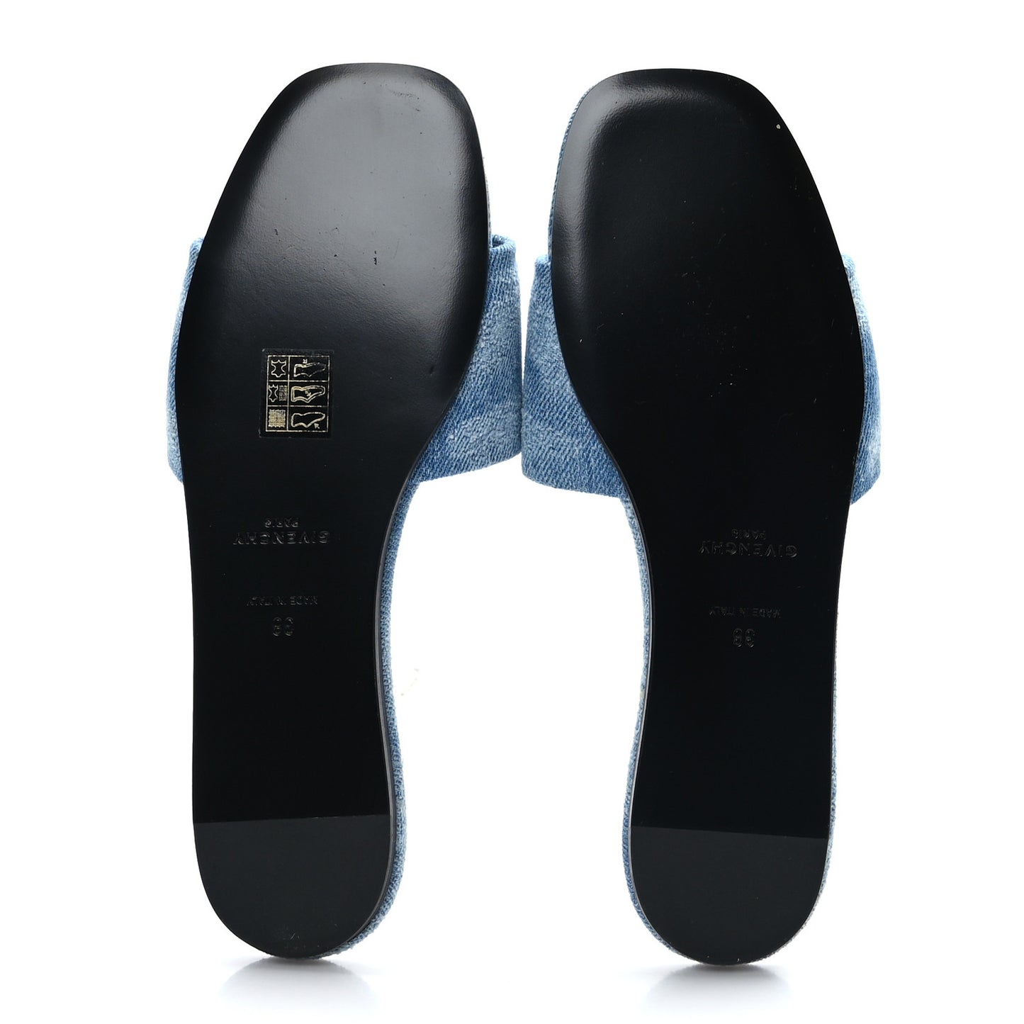 Denim 4G Plaque Flat Sandals 38 Blue