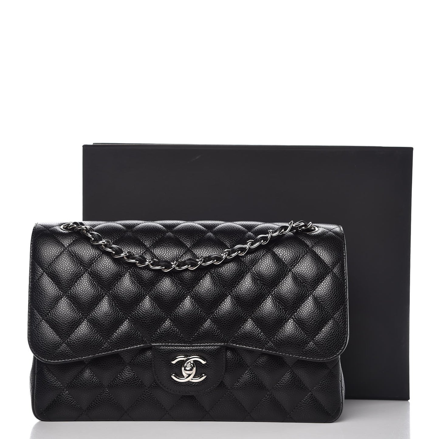 Caviar Quilted Jumbo Double Flap Black