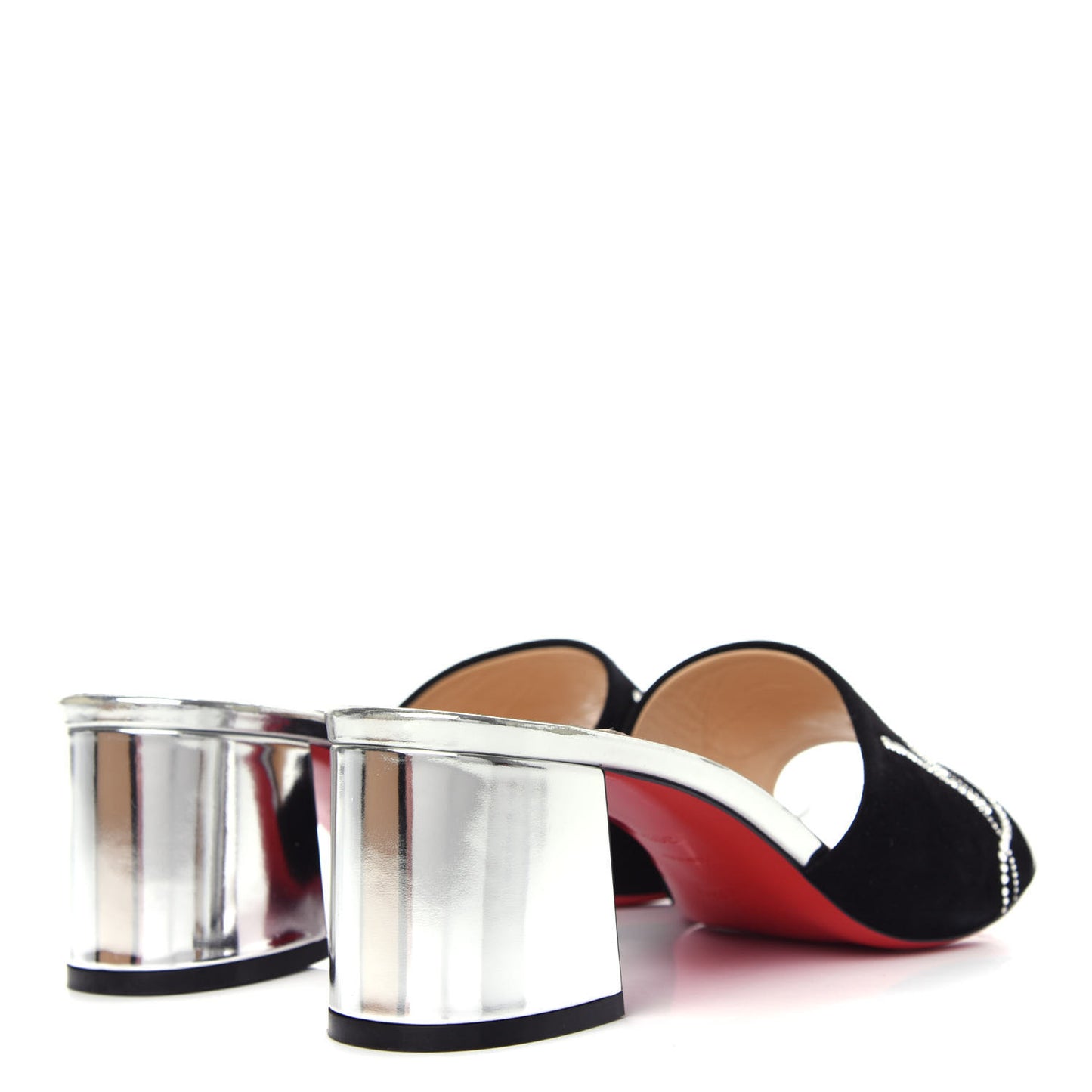Veau Velours Specchio Dear Home 55 Slide Sandals 39.5 Black Crystal