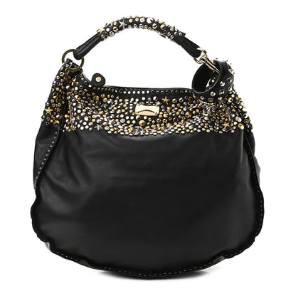 Jimmy Choo Smooth Calfskin Star Studded Hobo Bag Black 1 of 10