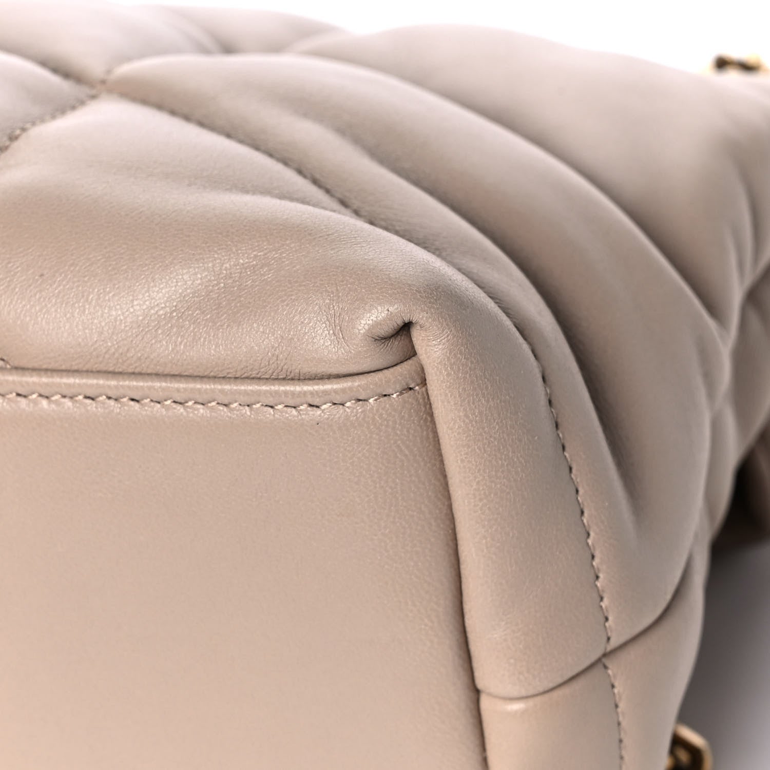 Saint Laurent Lambskin Quilted Small Loulou Puffer Monogram Chain Satchel Dark Beige 14 of 14