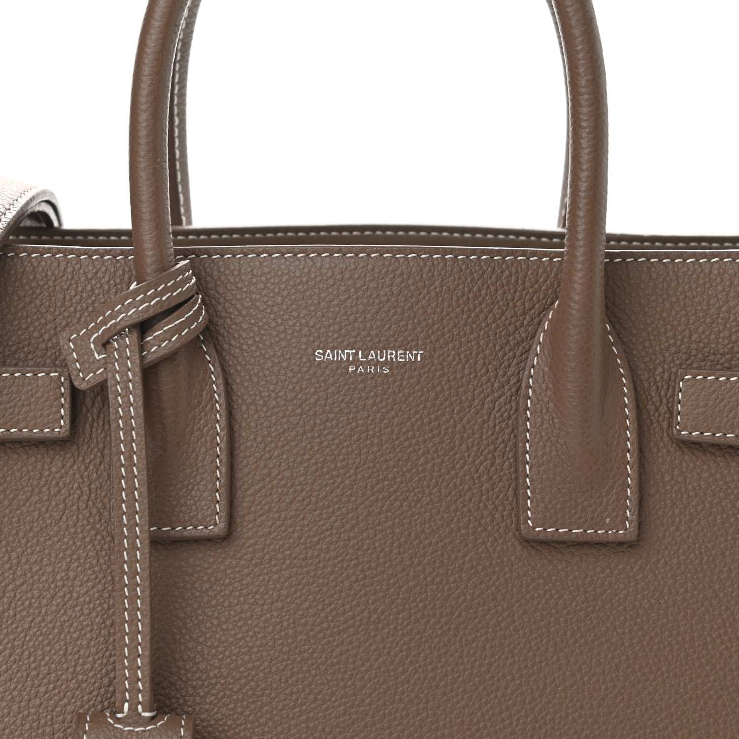 Saint Laurent Grained Calfskin Topstich Baby Sac De Jour Taupe 7 of 9